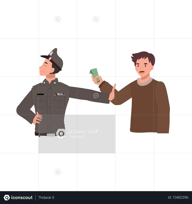 Police refuses to accept corrupted money  Illustration