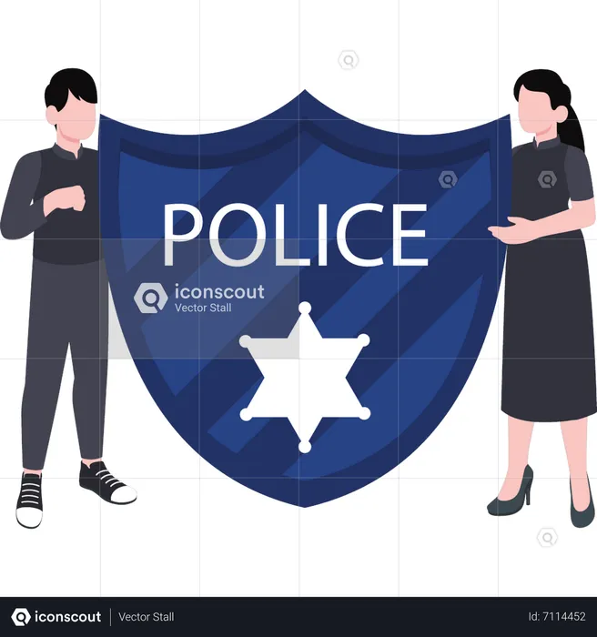 Police with sheriff badges  Illustration