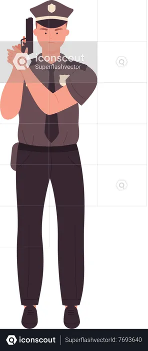 Policeman holding gun  Illustration