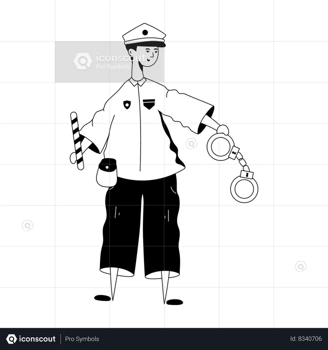 Policeman holding hand cuff  Illustration