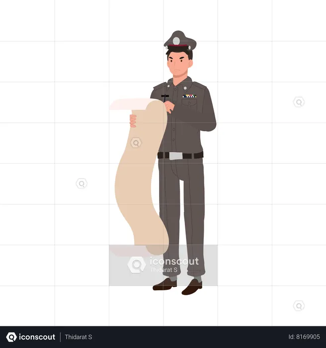 Policeman is charging fine for traffic violation  Illustration