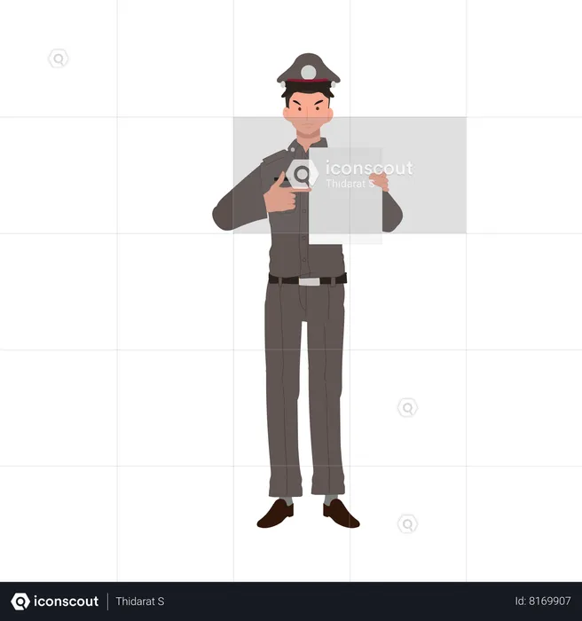 Policeman is charging fine for traffic violation  Illustration