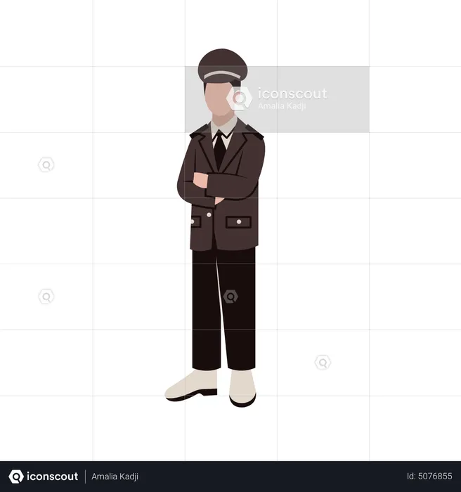 Policeman standing at duty  Illustration