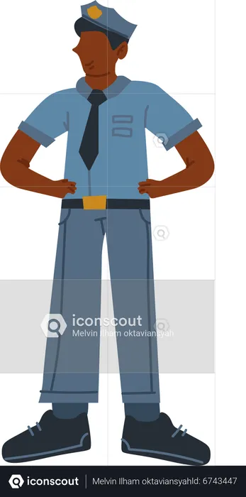 Policeman standing confidently  Illustration