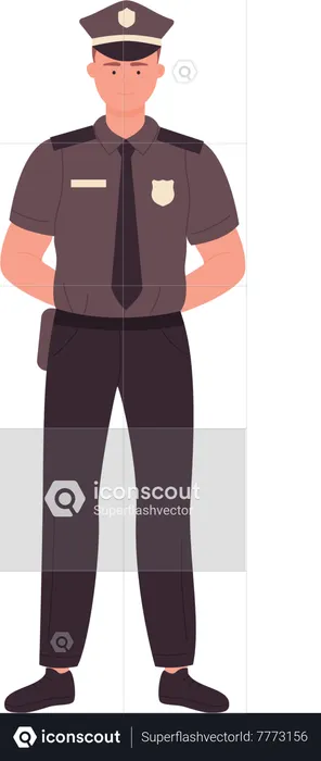 Policeman standing confidently  Illustration