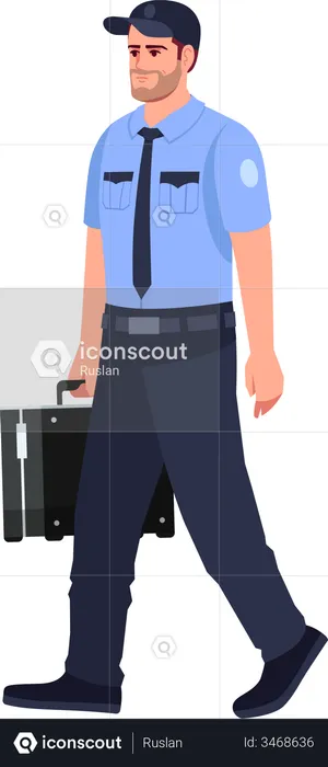 Policeman with briefcase  Illustration