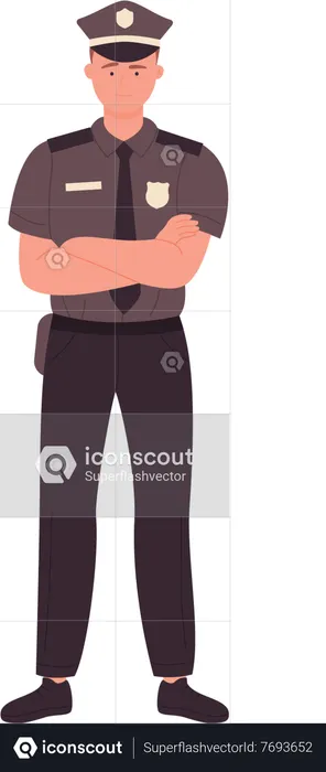 Policeman with folded hands  Illustration