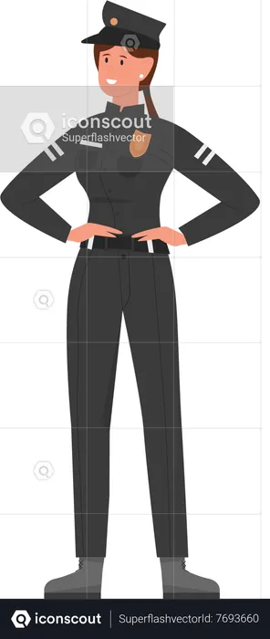 Policewoman standing  Illustration