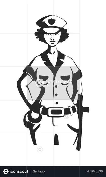 Policial feminina  Ilustração