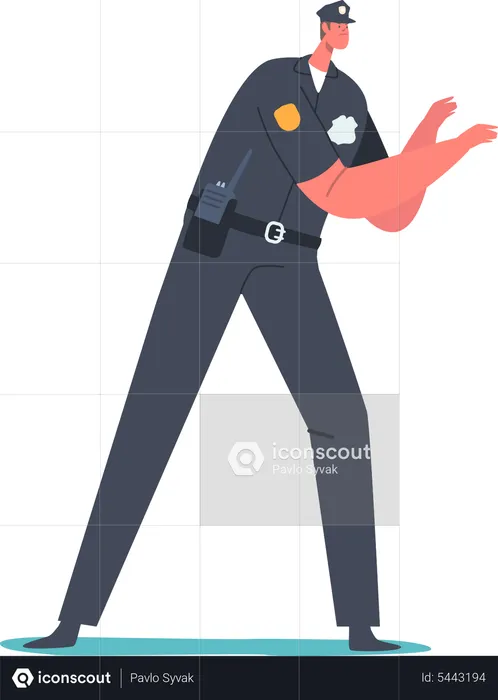 Policial tentando pegar criminoso  Ilustração