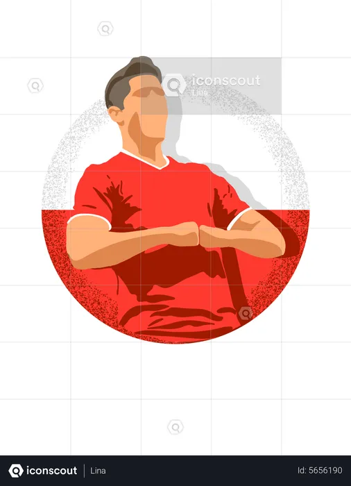 Polish soccer player celebrating a goal  Illustration