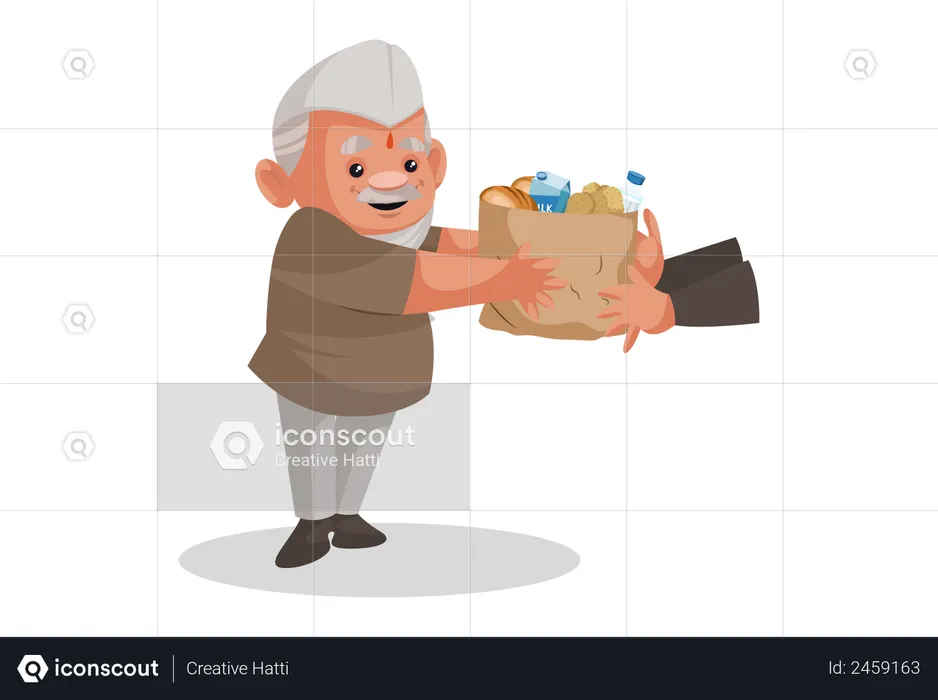 Politician distributing food to people  Illustration