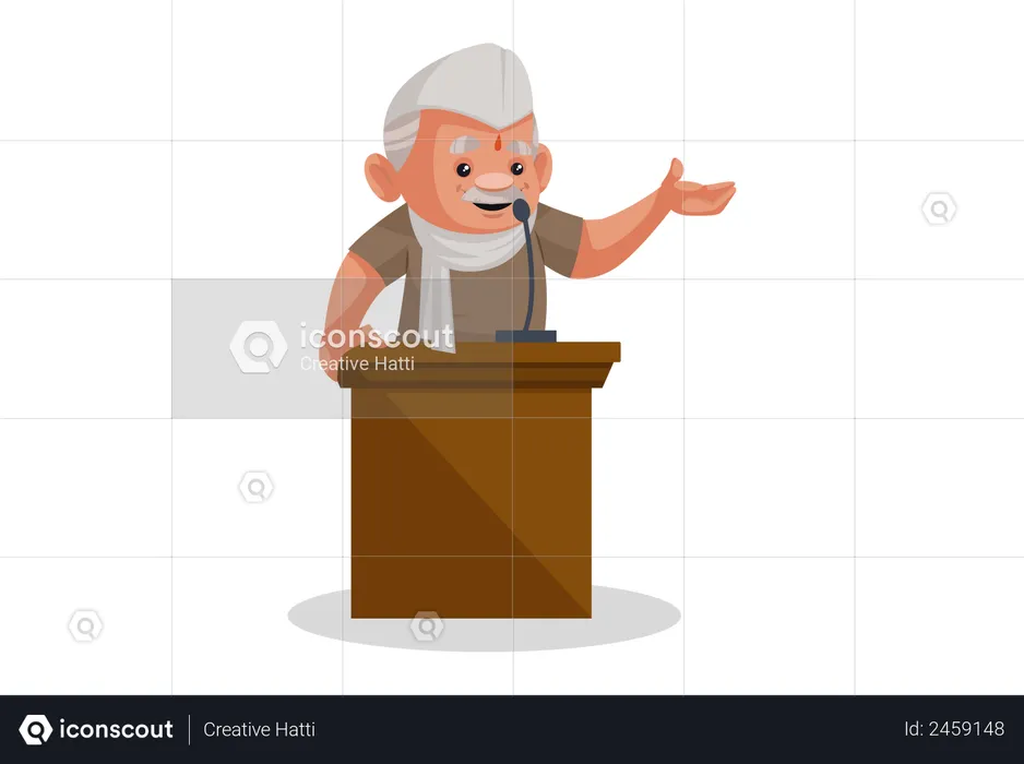 Politician giving a speech on stage  Illustration