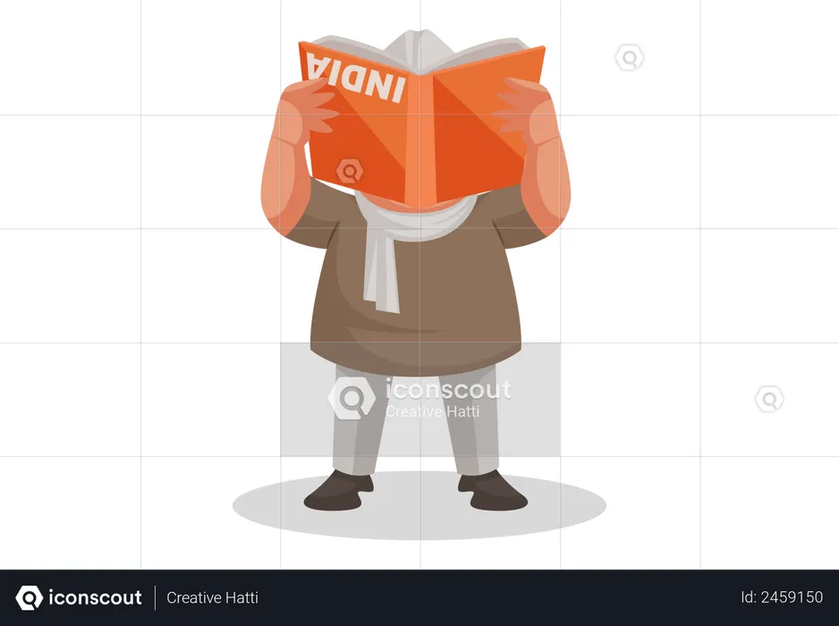 Politician reading book in wrong side  Illustration