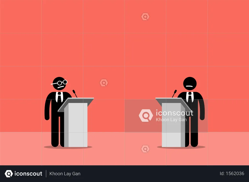 Politicians debating on the stage  Illustration