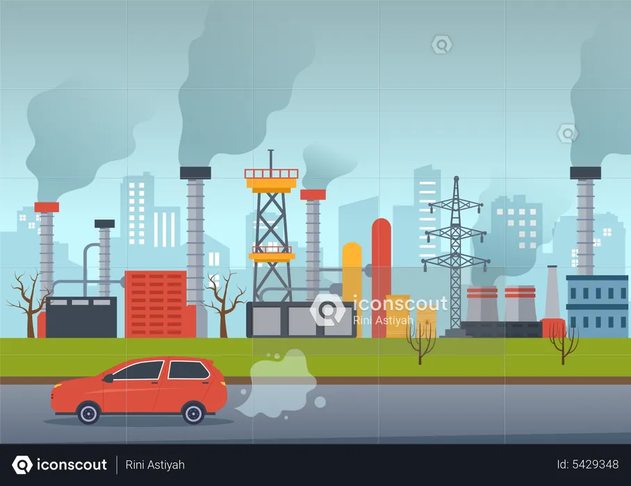 Pollution on earth  Illustration