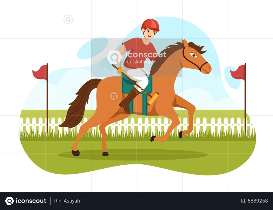 Polo horse player playing in tournament  Illustration