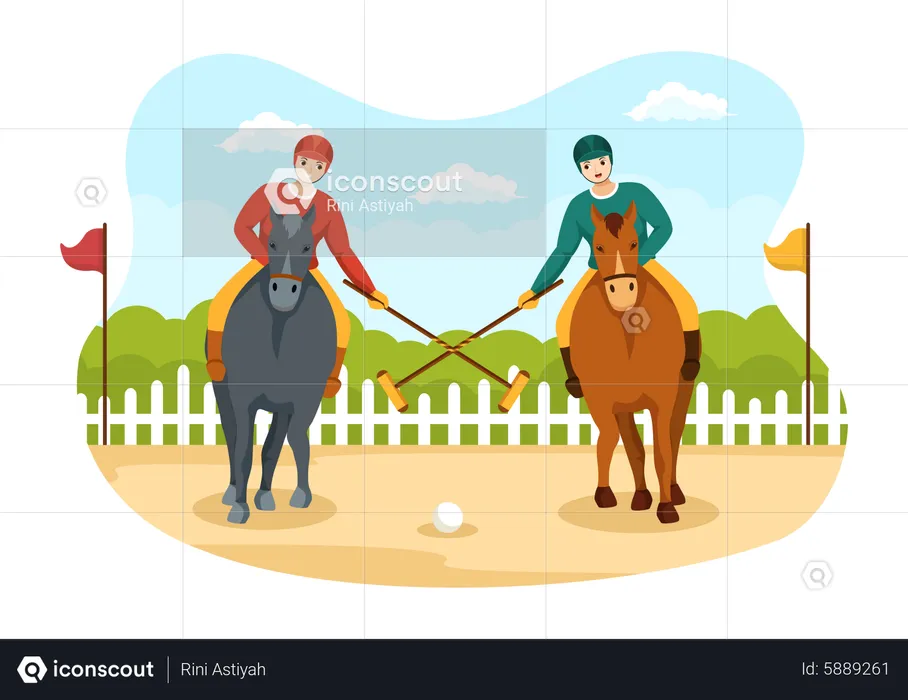 Polo player playing with polo ball  Illustration