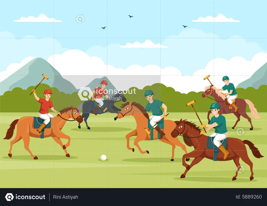 Polo players competing with each other  Illustration