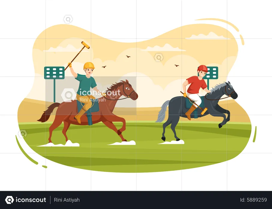 Polo players in a competition  Illustration