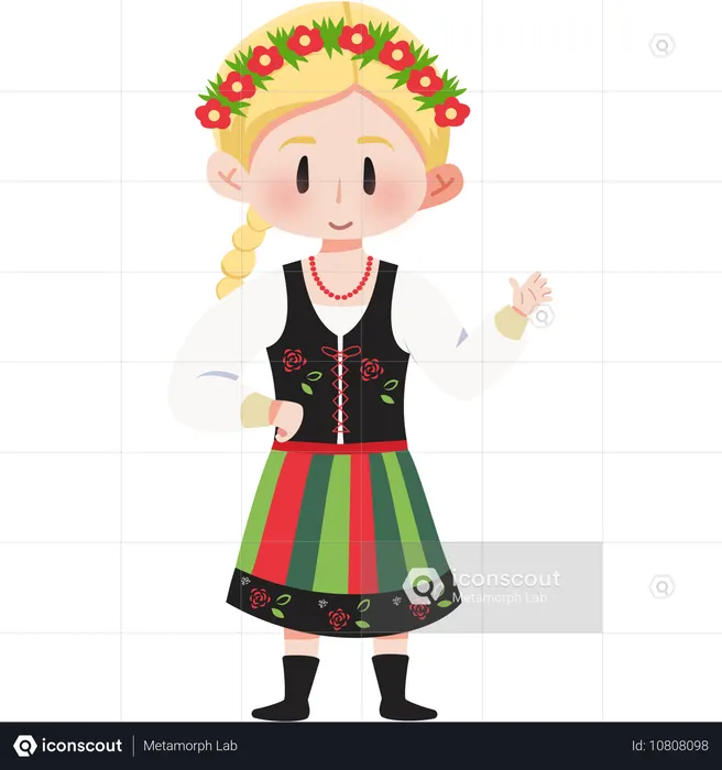 Pologne Krakowiak fille  Illustration