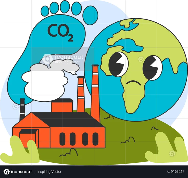 Poluição global por carbono  Ilustração