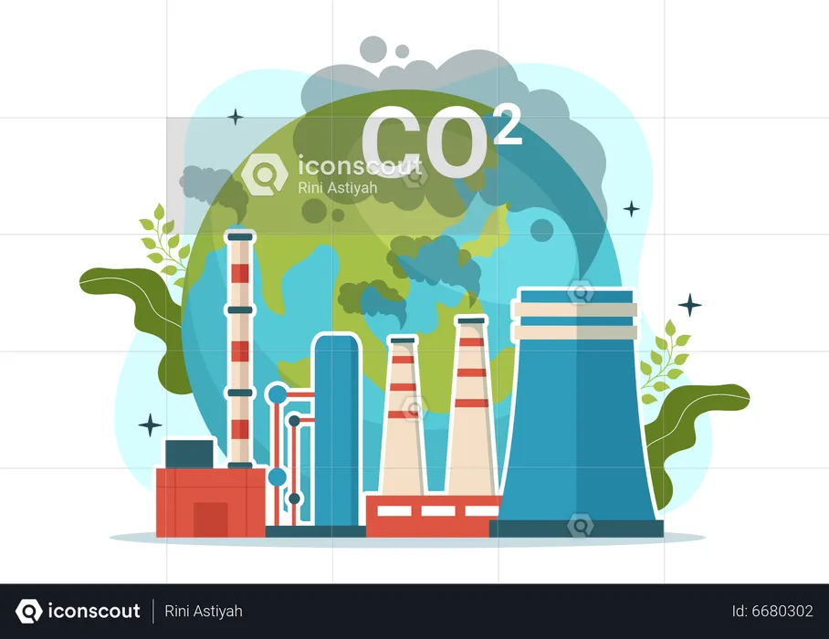 Poluição global por dióxido de carbono  Ilustração