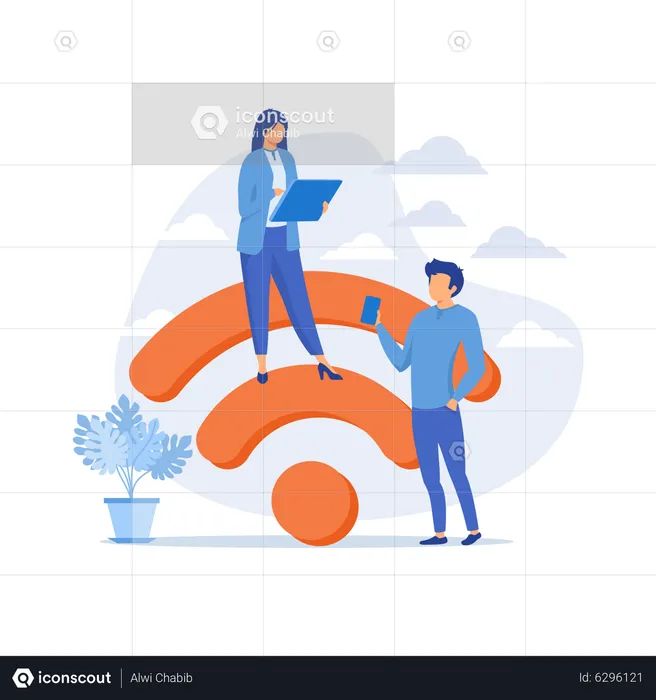 Ponto de acesso wi-fi público  Ilustração