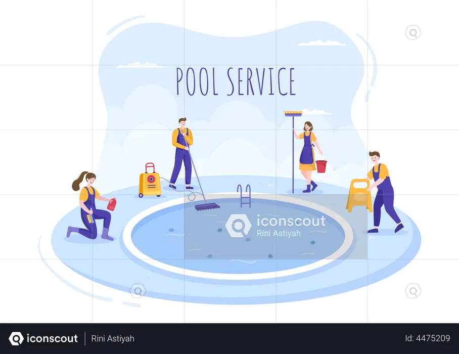 Pool Service Worker Illustration  Illustration