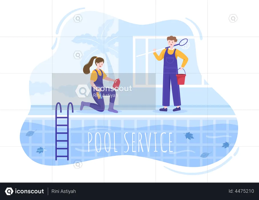 Pool Service Worker Illustration  Illustration