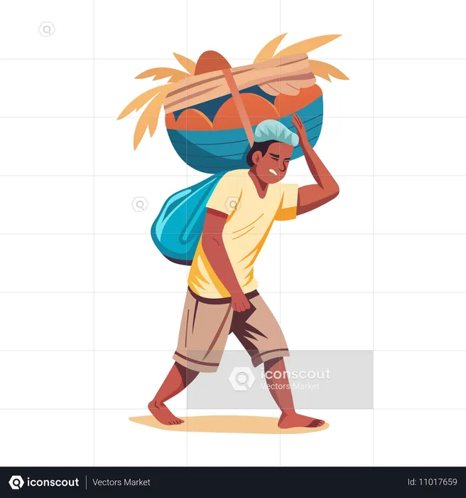 Poor man Carrying Weight  Illustration