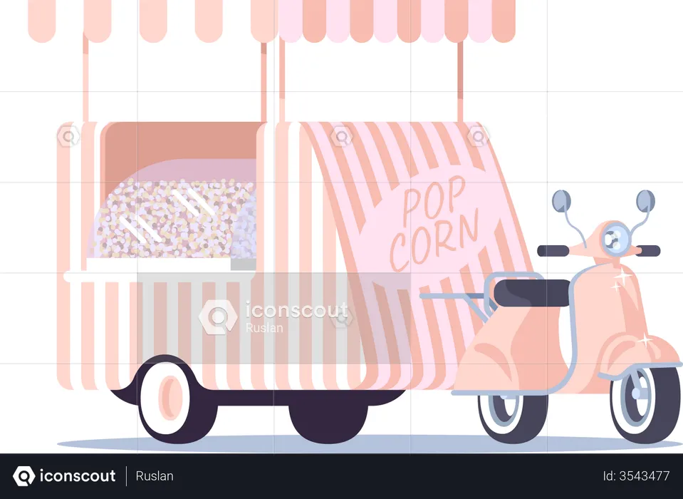 Pop corn food truck  Illustration