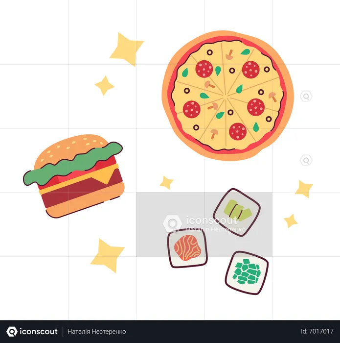 Popular fast food menu items  Illustration