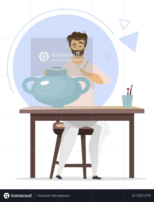 Porcelain painter paint vessel  Illustration