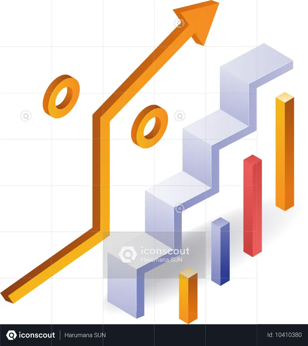 Analista de la escalera de porcentaje de crecimiento empresarial  Ilustración