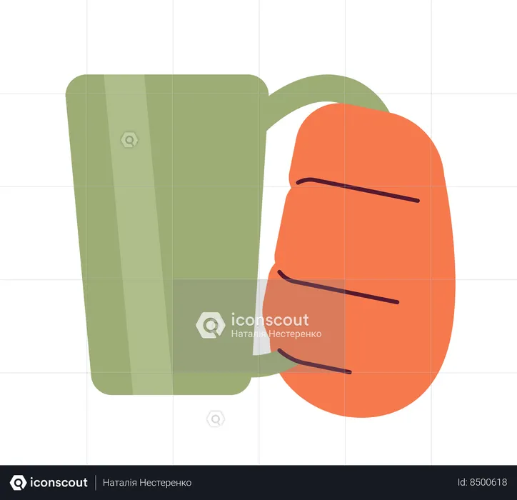 Segurando caneca de bebida  Ilustração