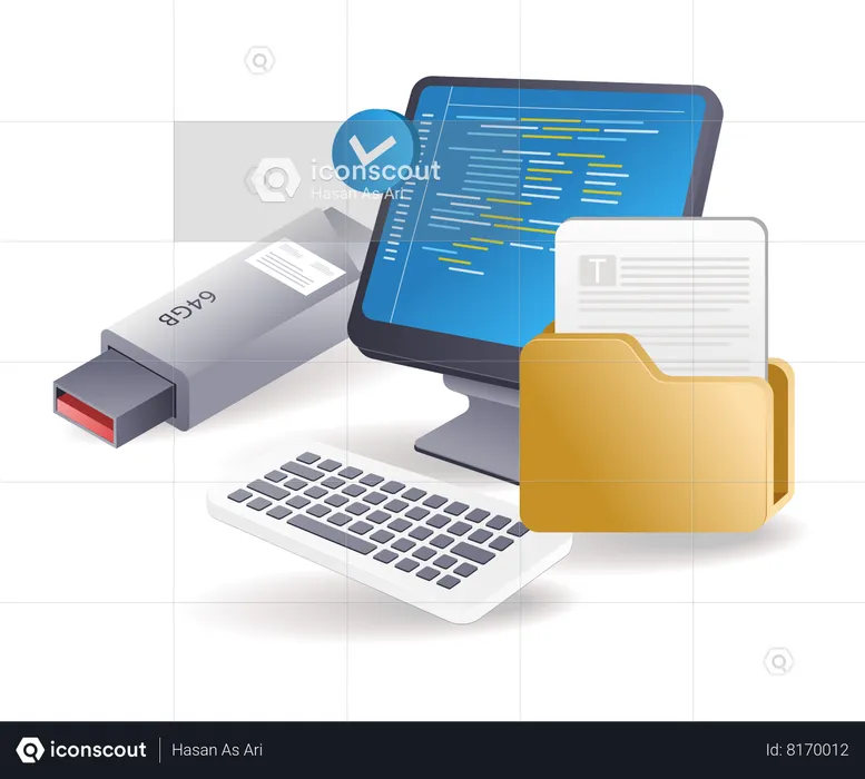 Portable data storage folder file programmer  Illustration