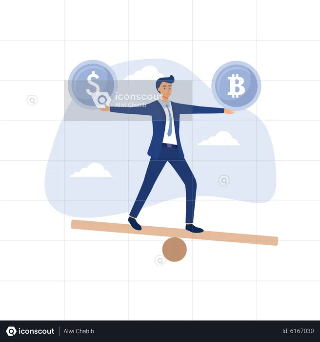 Portefeuille d'investissement avec Bitcoin ou crypto-monnaie  Illustration