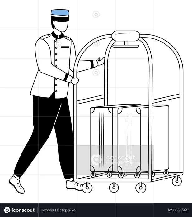 Porter carrying luggage  Illustration