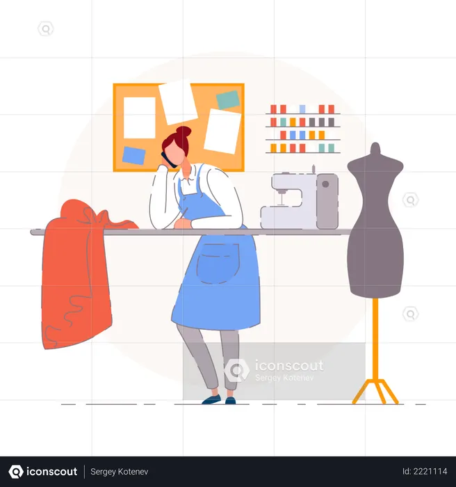 Portrait of the business owner on the workplace  Illustration