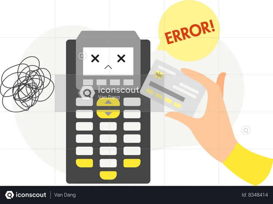 POS terminal payment error  Illustration