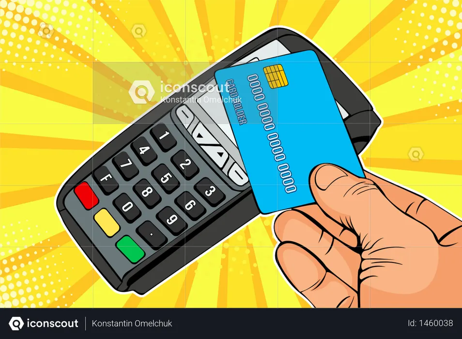 POS terminal, Payment Machine with credit card  Illustration