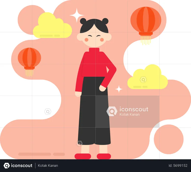 Pose de fille chinoise  Illustration