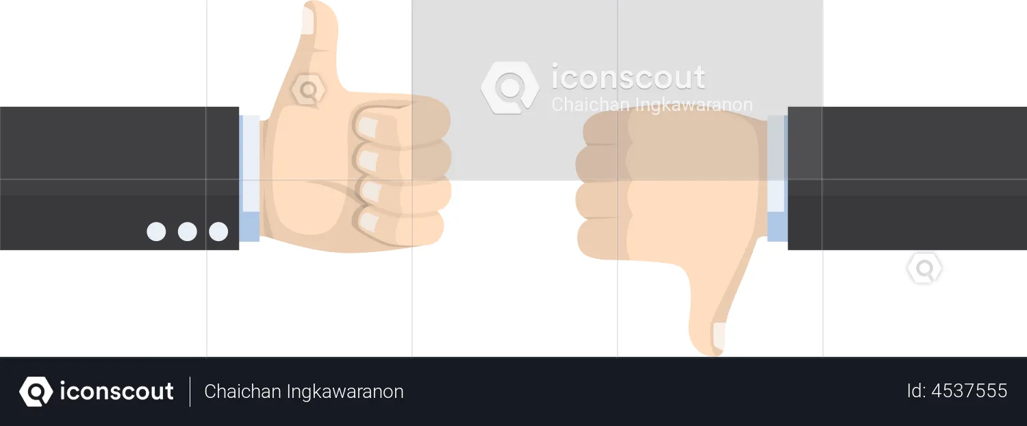 Positive and negative thumbs gesture  Illustration