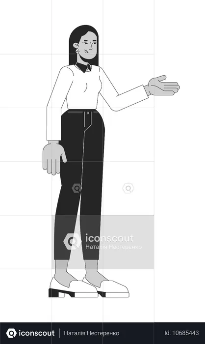 Positive arab woman pointing aside  Illustration