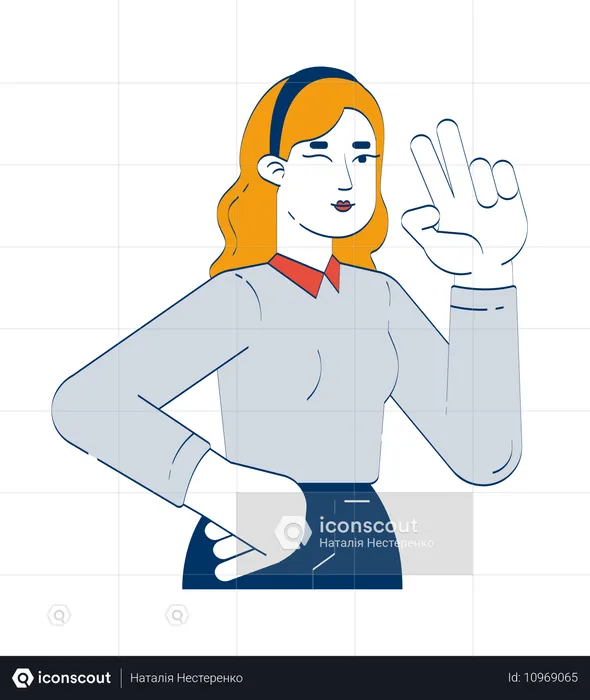 Positive caucasian businesswoman winking  Illustration