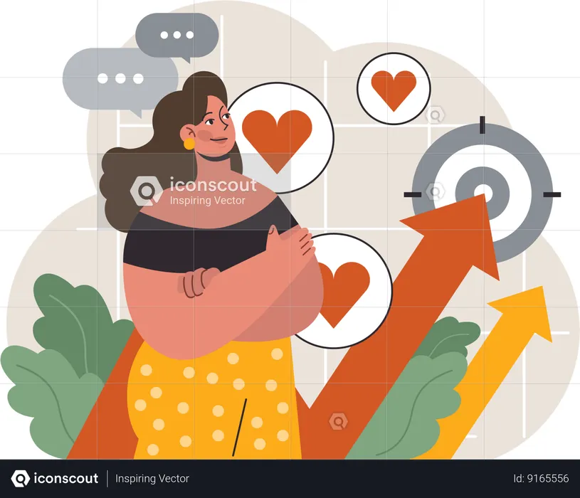 Positive female expressing self love and care  Illustration