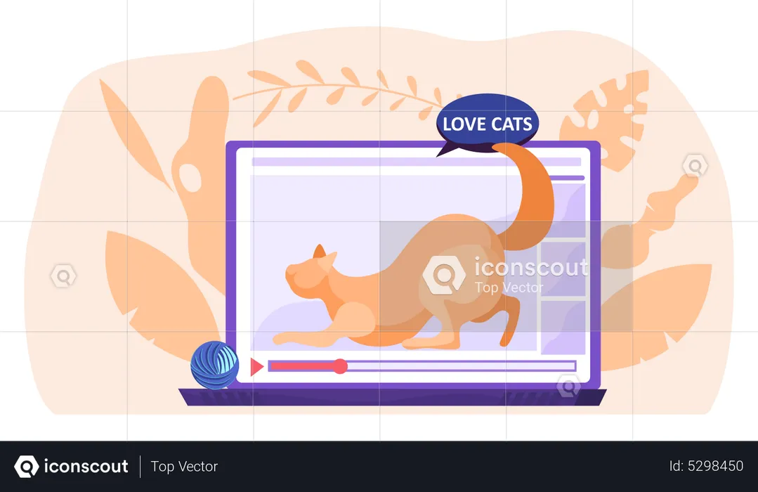 Postagem de vídeo nas redes sociais sobre o amor pelos gatos  Ilustração