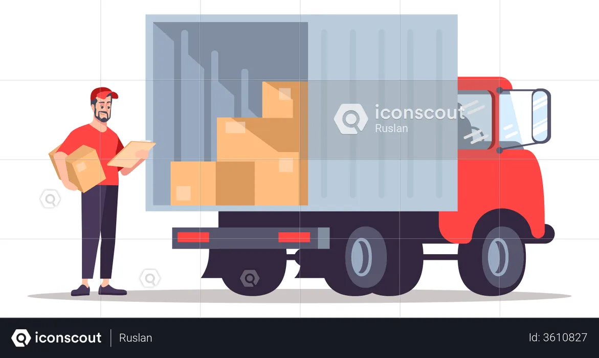 Post Office Courier Delivery Truck  Illustration