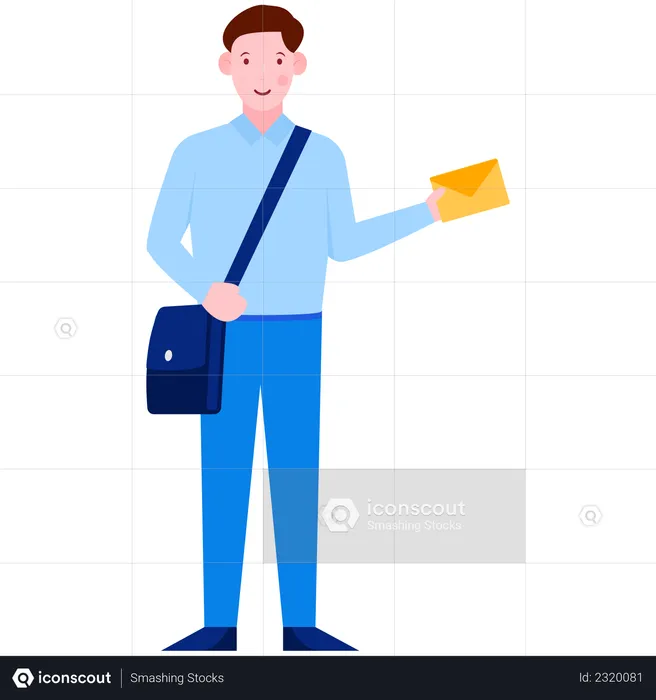 Post officer carrying bag  Illustration